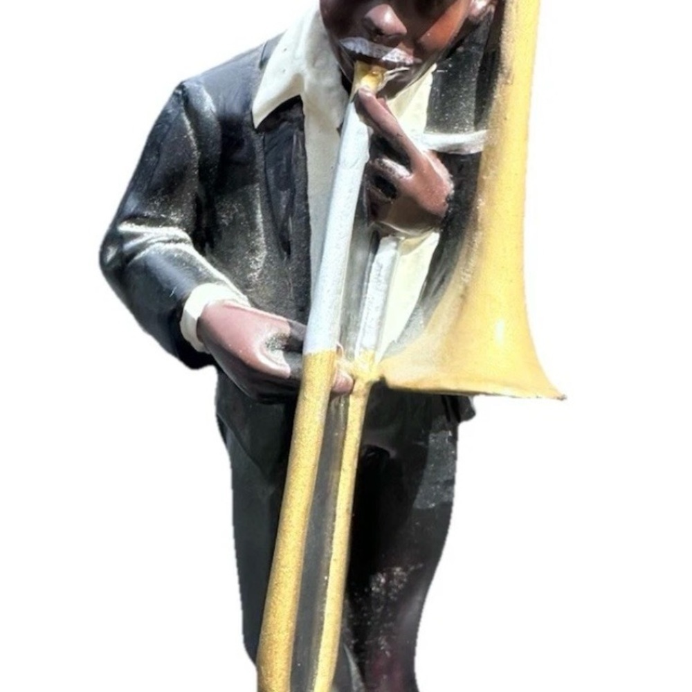 Hand-Painted Black Musical Figurine Set with Turquoise Dress - Picture 4 of 6